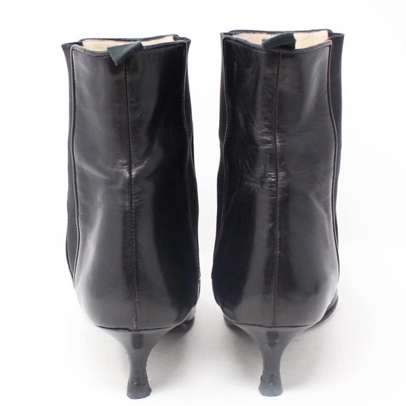 MANOLO BLAHNIK Black Leather Boot Heels